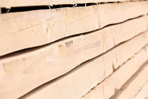 Stack of lumber at building site. Wood background series