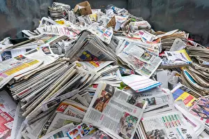 Reuse Prints: A stack of old newspaper for recycle