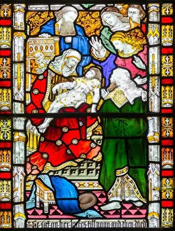 Suffolk Prints: Detail of stained glass east window church of All Saints