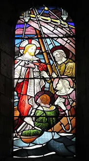 Miracle Prints: Stained Glass Window Depicting Christ Calming The Tempest At Sea