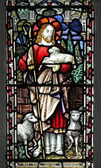 Churches Prints: Stained Glass Window depicting Jesus as The Good Shepherd'