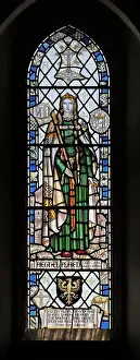 Stained Glass Windows Prints: Stained glass window depicting Saint Aethelflaed