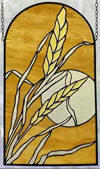 Home Décor Prints: Stained Glass Window Panel of Harvest Moon