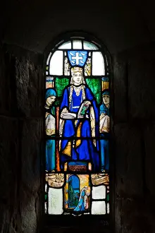 Religions Prints: Stained-glass window showing Queen Margaret of Scotland