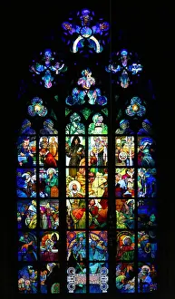 Translucent Prints: Stained glass window in St Vitus cathedral in Prague, Czech Republic