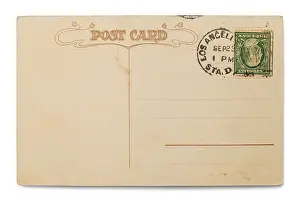 Ephemera Prints: Stamped Postcard with Copy space Isolated on White Background