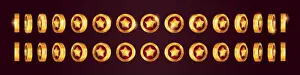 Succeed Prints: Star coin rotation. Casino game spin gold coins turn animation