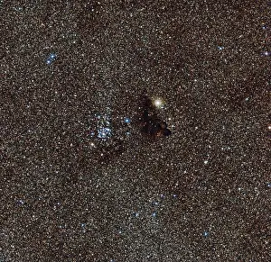 Nebula Prints: Star field with dark nebula and star cluster