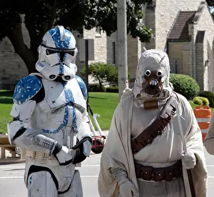 Star Wars Prints: Star Wars characters clone trooper and Tusken Raider at Sputnikfest, Manitowoc, Wisconsin