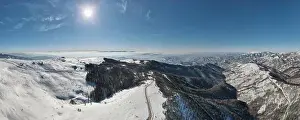 Stara Planina Babin Zub mountain in serbia covered with snow with road in winter day panorama tourist destination