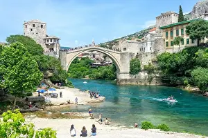Rides Prints: Stari Most (Mosta Bridge) over River Neretva, Old Town, Mostar, Bosnia and Herzegovina