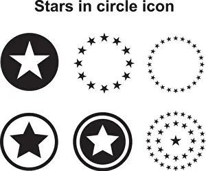 Rating Prints: Stars in Circle icon template black color editable
