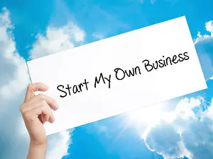 Entrepreneurship Prints: Start My Own Business Sign on white paper