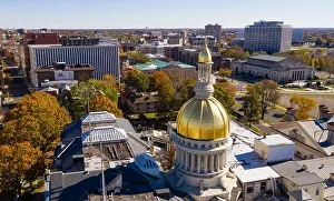 Capitol Prints: The state capital dome reflects sunlight late afternoon in downtown Trenton New Jersey