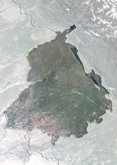 Physical Geography Prints: State of Punjab, India, True Colour Satellite Image