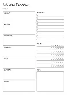 Weekly Prints: stationery organizer for weekly plans, weekly planner template with Notes and To Do List