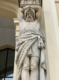 Indigenous Culture Prints: Statue adorning The Museum Five Continents (German: Museum Fünf Kontinente) in Munich