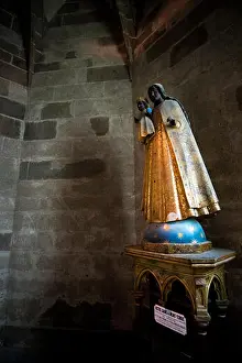 Michel Prints: Statue of black madonna Notre-Dame du Mont-Tombe, abbey of Mont Saint Michel, Normandy