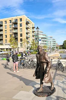 Walks Prints: Statue of Capability Brown by sculptor Laury Dizengremel on the riverfront at Distillery Wharf