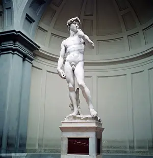 Michelangelo Prints: statue of David by Michelangelo in Florence Italy