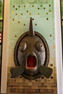 Amsterdam Netherlands Prints: statue of a fish in the interior of the De Beurspassage shopping mall in the centre of Amsterdam