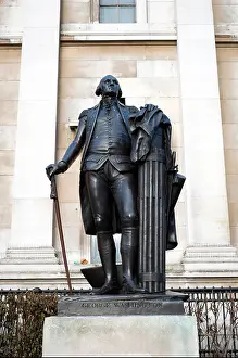 London Uk Prints: Statue of George Washington outside the National Gallery, London, UK