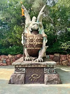 Orlando Prints: A statue of a griffin at the entrance to The Lost Continent section of Univeral Orlando's Islands of Adventure