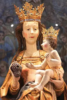 Woodwork Prints: Statue of Our Lady of Tongeren (1475) inside the 13th-century Gothic Basilica of Our Lady in Tongeren