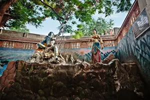 Gujarat Prints: Statue of Lord Shiva and Parvati in a park, Rajkot, Gujarat, India