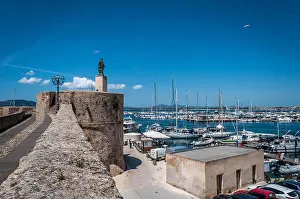 Berth Prints: statue of Madonna of Stella Maris above the port of Alghero