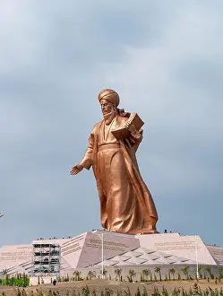 Turkmenistan Prints: Statue of Magtymguly Pyragy in Ashgabat, Turkmenistan on a cloudy afternoon