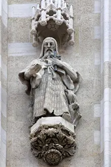 Art Building Prints: Statue of Saint Paul the Hermit on the portal of the Zagreb cathedral