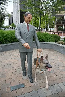 Blind Prints: Statue of Seeing Eye founder Morris Frank and his guide dog