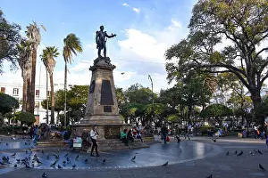 Bolivia Prints: Statue of Simon Bolivar in Plaza 25 de Mayo