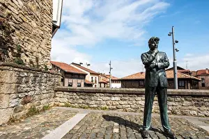 Summer Vacation Prints: Statue of the Welsh writer Ken Follett in the Cathedral of Vitoria, Basque Country