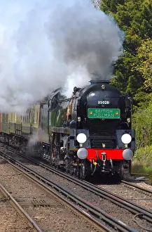 Hobby Prints: Steam Locomotive British Pullman in the spring sunshine passing through Rainham in Kent on the way to Dover