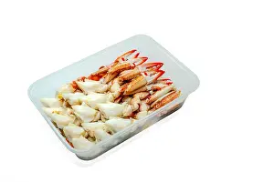 Claw Prints: Steamed crab meat pack in plastic box for delivery