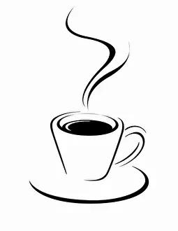 Vapour Prints: steaming espresso cup, line art icon