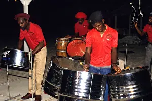 Carribean Prints: A steel drum band plays in the United States Virgin Islands