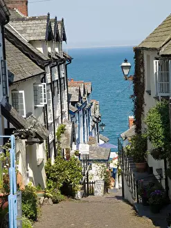 2008 Prints: The steep cobbled street leading down to the harbour area in the historic fishing village of Clovelly