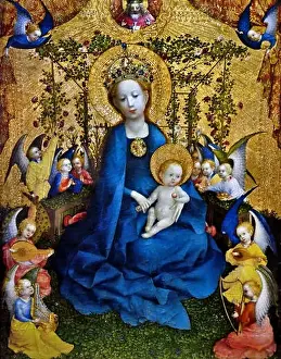 Catholic Prints: Stefan Lochner ( Hagnau 1400/1410  1451 Cologne ) Madonna of the Rose Bower 1440  1442
