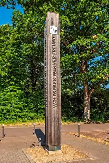 Landscape Garden Prints: Stele at the entrance to the Werner Freund Wolf Park