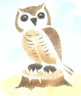 Birds Of Prey Prints: Stenciled Stylized Owl