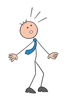 Shocked Prints: Stickman businessman character looking up and surprised