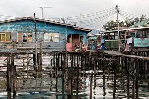 Non Urban Scene Prints: Stilted huts on the water, Kota Kinabalu, Borneo, Malaysia