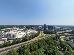 stock drone images of north hills in raleigh north carolina on a bright sunny day