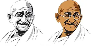stock vector illustration of Mohandas Karamchand Gandhi or mahatma gandhi, great Indian freedom fighter who promoted non voilence