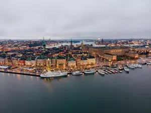 Illustrative Editorial Prints: Stockholm, Sweden - 29 12 2020: Areal view of Stockholm during the evening