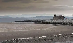 Leading Lines Prints: The Stone Jetty at Morecambe, Lancashire, England Cumbrian Fells in the background
