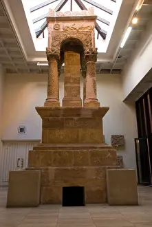 Libya Prints: Stone mausoleum from Ghirza a Roman era Libyan community influenced by Roman architecture inside the Jamahiriya museum